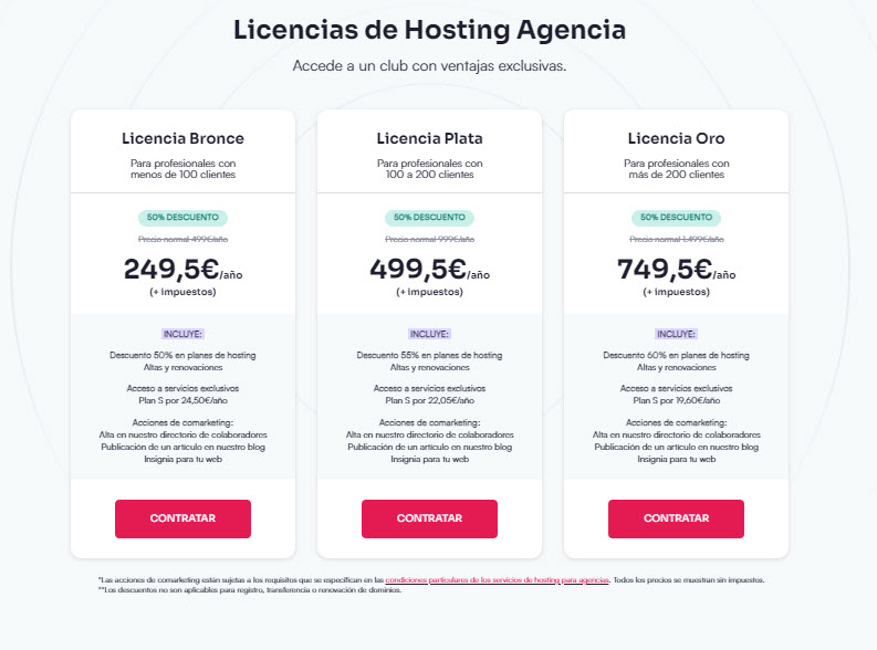 Webempresa Hosting Agencia precios